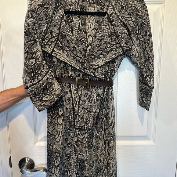 BCBGMaxAzria Silk Snakeskin Reptile Print Collared Shift Dress | Retails $278 - Picture 7 of 8